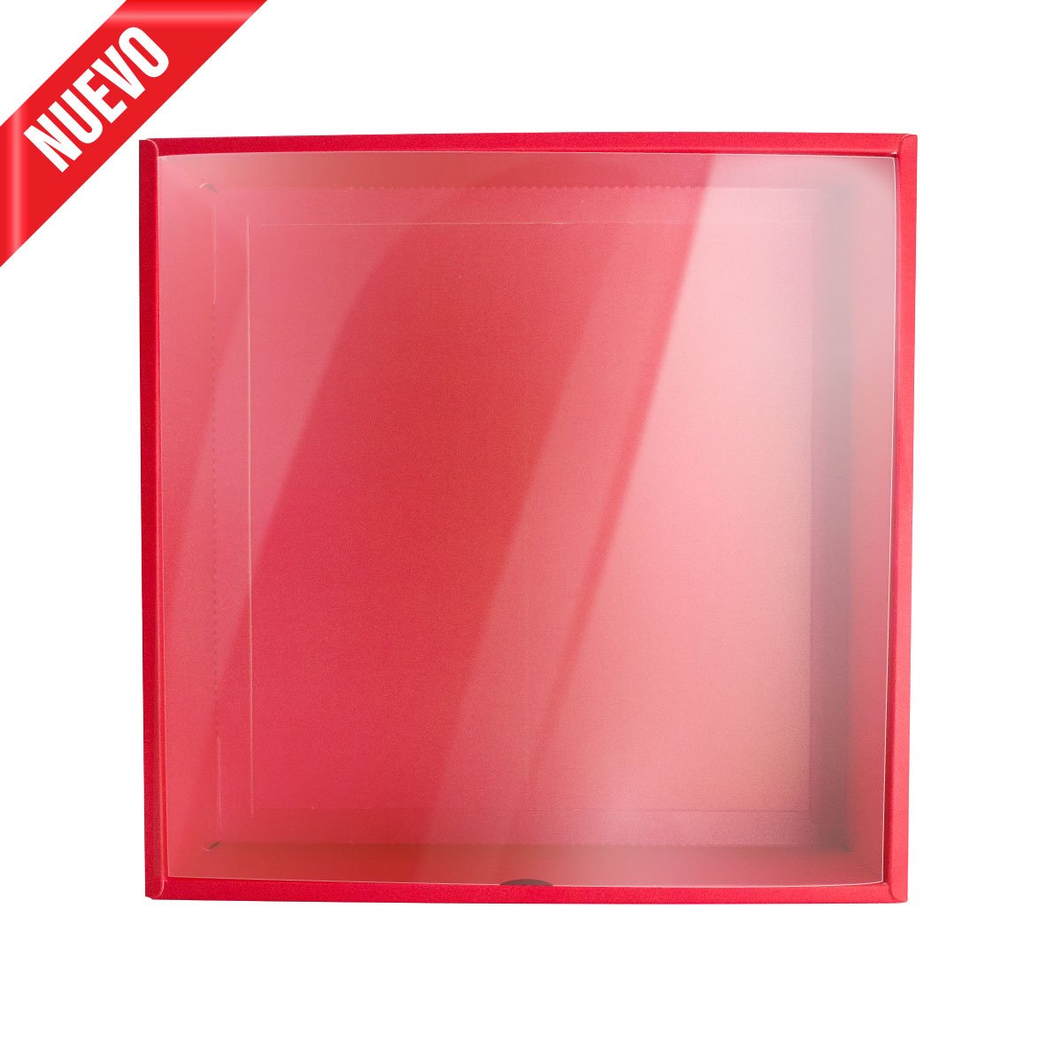 Caja de regalo roja con tapa transparente (Mediana) – Grupo-Persa